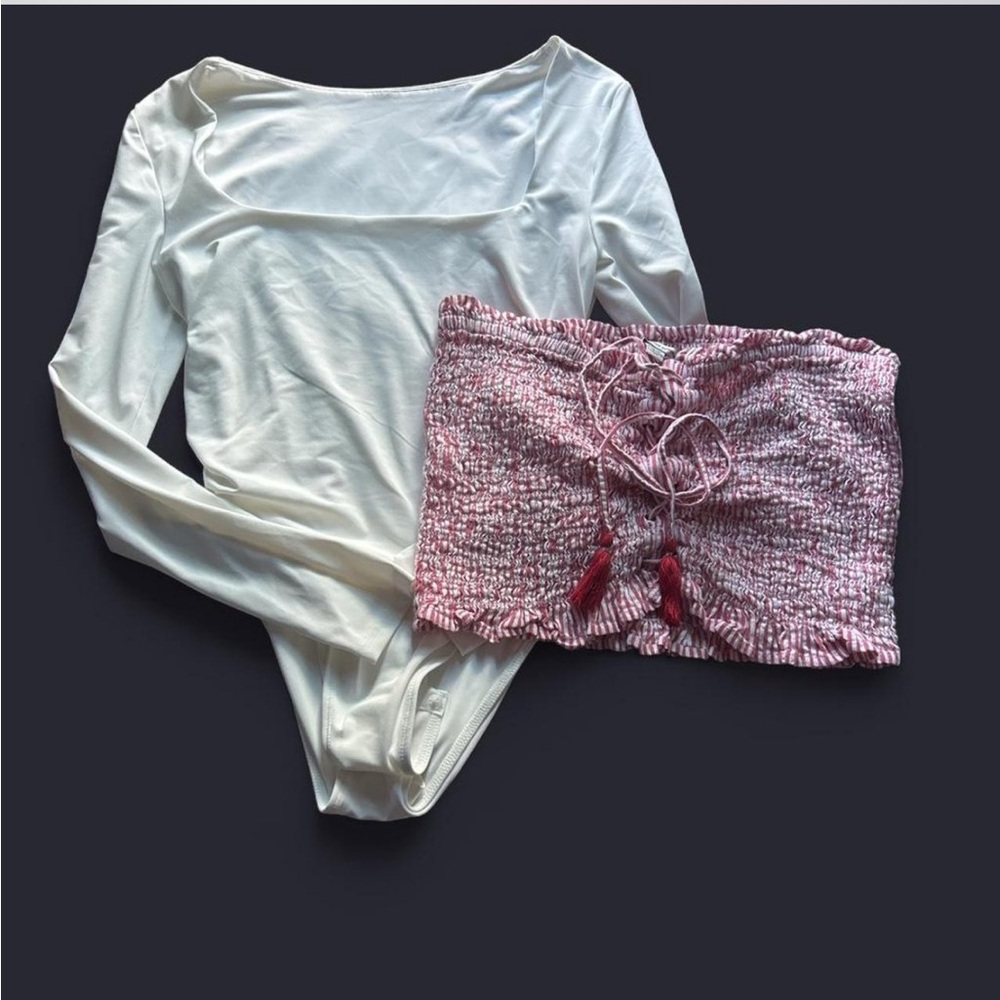 American Eagle tube top and white SHEIN body suit bundle